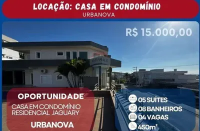 Luxuosa casa de alto padrão para locação em localização privilegiada - condomínio urbanova