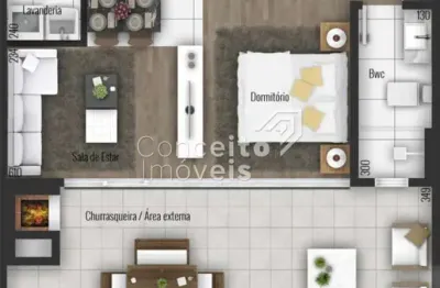 Flat com 1 quarto à venda na Rua Coronel Bittencourt, 359, Centro, Ponta Grossa