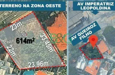 Terreno à venda, 614 m² por r$ 1.950.000 - vila hamburguesa - são paulo/sp