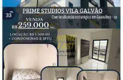 Apartamento com 1 dormitório, 33 m² - venda por R$ 259.000,00 ou aluguel por R$ 1.500,00/mês - Vila Galvão - Guarulhos/SP