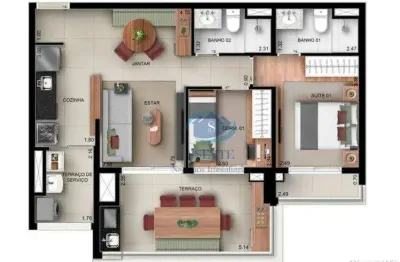 Apartamento a venda em construção, com 95 m2, com previsão de entrega em abril de 2026, com 2 suítes, no ipiranga
