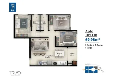 Apartamento com 2 quartos à venda no Tabuleiro dos Oliveiras, Itapema 