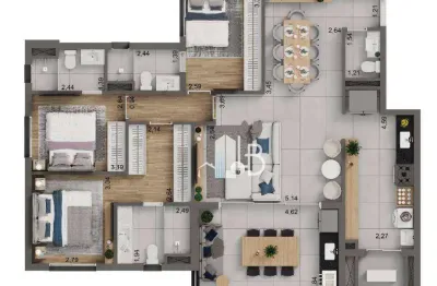 Apartamento com 3 dormitórios à venda, 120 m² por r$ 968.912,74 - jardim karaíba - uberlândia/mg