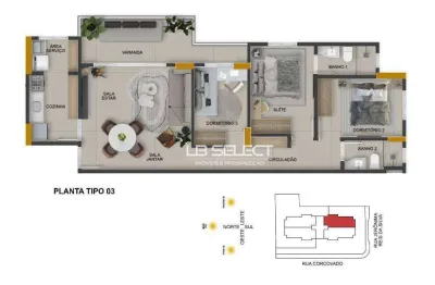 Apartamento com 3 dormitórios à venda, 85 m² por r$ 802.994,87 - copacabana - uberlândia/mg