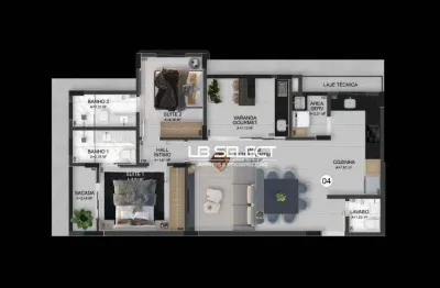 Apartamento com dois quartos, sendo duas suites e varanda gourmet.