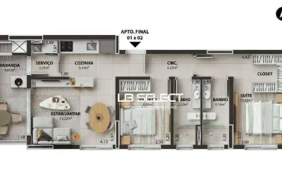 Apartamento no parque una com dois quartos, suíte e varanda gourmet.