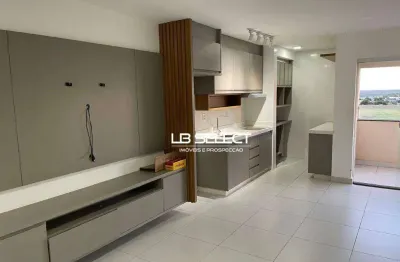 Apartamento com dois quartos, sendo uma suíte e uma vaga de garagem.