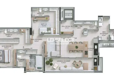 Apartamento no bairro jardim sul com três suítes e varanda gourmet.