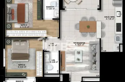 140 wellness marista - apartamento 2 quartos, sendo 2 suítes