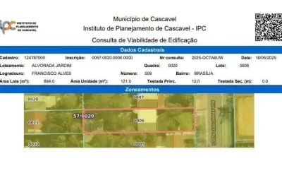 Terreno à venda na Rua Francisco Alves, Brasília, Cascavel