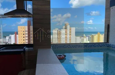 Cobertura linear- manaíra- 200m²- 03qts s/ 02sts+dce- 02vgs- vista mar!