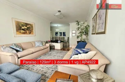 Rua afonso de freitas, 523 - paraíso, 129m², 1 vaga, edifício ajaccio