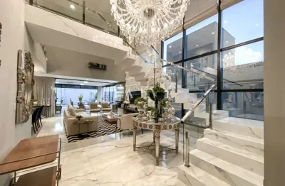 Sobrado de luxo no cond. alphaville ii, 300m² úteis, mobiliada, decorada com 4 quartos sendo 2 suít