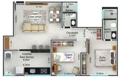 Apartamento com 2 quartos à venda no Santa Mônica, Uberlândia 
