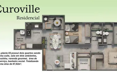 Apartamento com 2 quartos à venda no Brasil, Uberlândia 