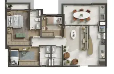 Alphaville - 86 metros - 3 quartos - 2 suíte- 1 vaga de garagem - varanda gourmet