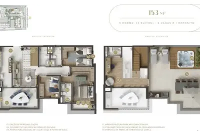 Cobertura duplex alphaville - 153 metros - 3 quartos - 2 suítes - lavabo - 2 vagas de garagem - varanda gourmet