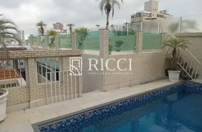 Cobertura de alto padrão com 4 quartos e 2 suítes na aparecida, santos-sp: 5 salas, 4 banheiros, 4 vagas e 300m²!