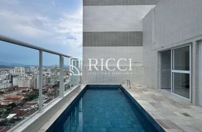 Cobertura de alto padrão à venda em santos-sp, bairro gonzaga, 4 quartos, 4 suítes, 2 salas, 5 banheiros, 3 vagas, 249m².