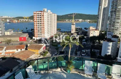 Imponente cobertura de luxo com 6 quartos na ponta da praia, santos-sp: 3 suítes, 4 salas, 6 banheiros, 7 vagas, 609m²!