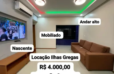 Cond ilhas gregas, 96m2, climatizado e mobiliado, 2 quartos sendo 1 suíte, andar alto