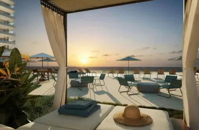 Apartamento à venda no Residencial Navegantes, Ponta da Praia. 3 suítes, varanda gourmet com vista para o mar, 3 vagas de garagem e lazer completo.