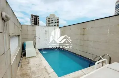 Casa triplex à venda em área nobre de santos, com 3 quartos (2 suítes), lazer completo no terceiro andar com piscina, churrasqueira, sala de jogos, es