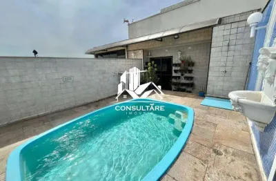 Cobertura à venda no gonzaga – 4 dormitórios, piscina privativa, semi mobiliada, ref: 5347 adm
