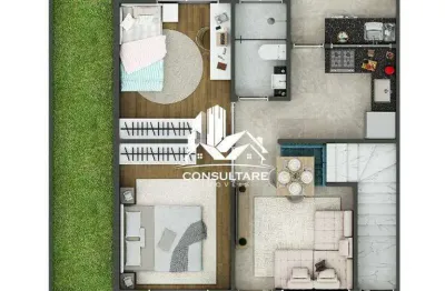 Casa sobreposta em villagio com 2 dormitórios a venda em são vicente