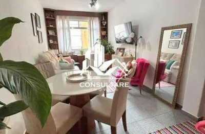 Apartamento a venda com 1 dormitório e vista parcial mar, no bairro boa vista em são vicente cod: 5709 cps