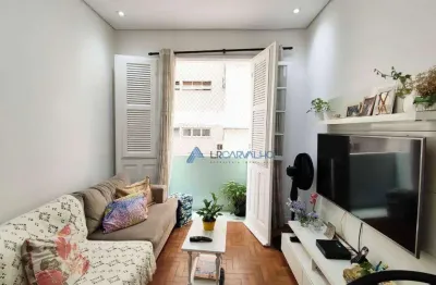 Apartamento a uma quadra da praia com 2 dormitórios à venda, 78 m² por r$ 430.000 - boqueirão - santos/sp