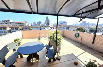 Cobertura duplex com solário/ 4 quartos/ 2 vagas garagem fechada + motos/ estuario/santos