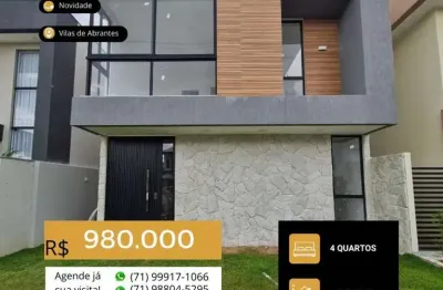 Casa em condomínio fechado com 2 quartos à venda na rodovia ba-099 - estrada do côco km 11,5, abrantes, camaçari, 169 m2 por r$ 980.000