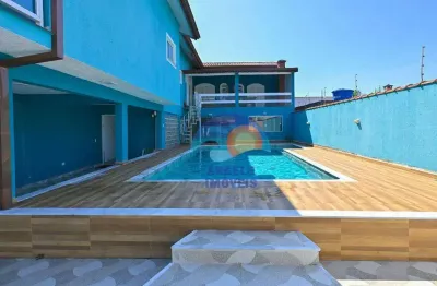 Sobrado com piscina, 4 dormitórios para temporada, 150 m² por r$ 900/dia - estancia sao jose - peruíbe/sp