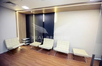 Sala comercial corporativa mobiliada para locação em alphaville, com mais de 40 posições de trabalho