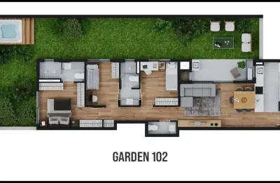 Garden com 155m² sendo 62m² de área externa privativa
