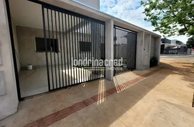 Casa nova de esquina na zona leste de londrina com 105m², 3 dormitórios (1 suíte), banheiro social,