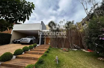 Casa térrea de alto padrão no condomínio pitanguá em londrina, 3 suítes, 279m² construídos, lazer c