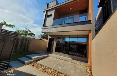 Sobrado novo, pronto para morar, 300 metros da praia, piscina, 3 dormitórios, se