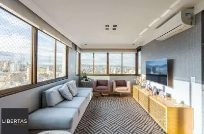 Andar alto, sol e vista definida são ponto forte deste belíssimo apartamento à venda de 3 dorm e 2 vagas indiv. cobertas no rio branco