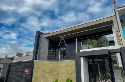 Sobrado à venda com 4 suítes, elevador e piscina, localizada na região do lago, em cascavel - pr., por r$ 3.270.000,00