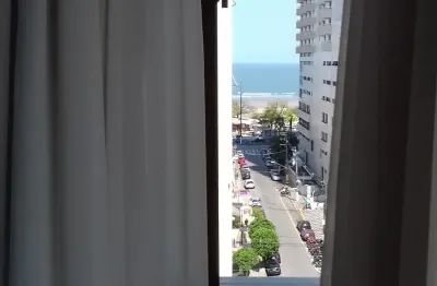 Studio com vista lateral para a praia – próximo ao canal 3, santos/sp