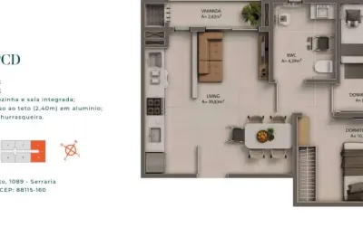 Apartamento com 2 quartos à venda na Rua São Benedito, Serraria, São José
