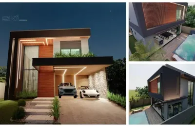 Casa 3 suítes sendo 1 suíte máster, mezanino com escritório, espaço gourmet com cozinha, no subterrâneo com 23 m²