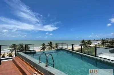 Flat novo pé na areia com 18 m² e área de lazer no jardim oceania