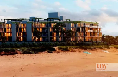 Apartamento pé na areia em construção com 103 m², 3 suítes e área de lazer em areia dourada