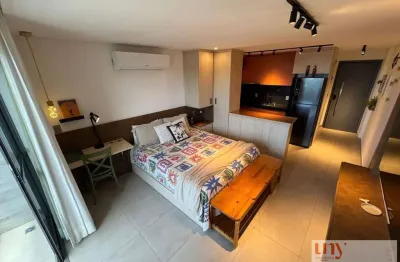 Flat mobiliado com 33 m² e 2 vagas na posição nascente com vista para o mar no jardim oceania