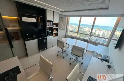 Sala comercial mobiliada com 30 m² em andar alto com vista para o mar