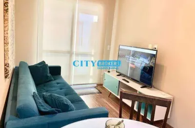 Studio mobiliado com serviços domésticos incluso no condomínio - 53m², 1 dorm, 1 vaga, varanda na sala e dormitório