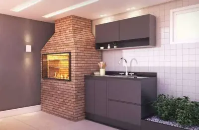 O residencial nova spazio serão apartamentos de 47m² com 2 dormitórios e varanda grill